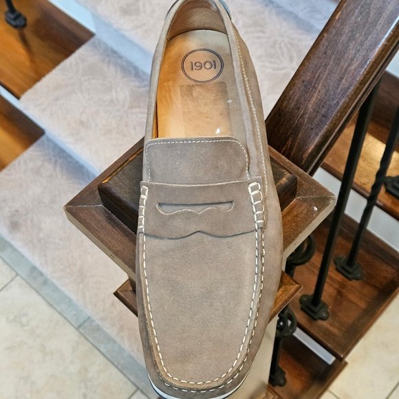 1901 Men's Leather/Nubuck Loafers, Gray, Sz 13 - Picture 10 of 16